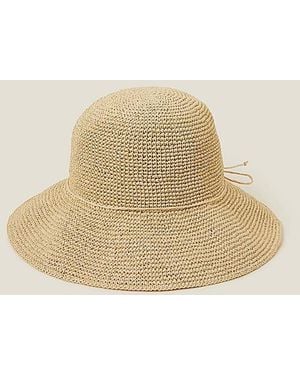 Accessorize Straw Bucket Hat - Natural
