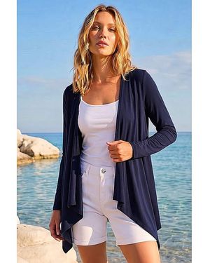 Roman Roman Waterfall Front Jersey Cardigan - Blue