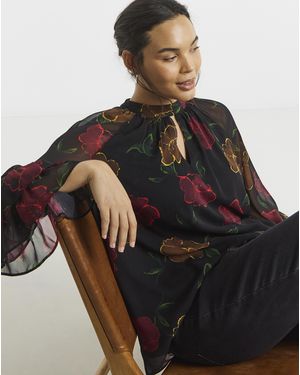 Joanna Hope Ruffle Sleeve Blouse - Brown