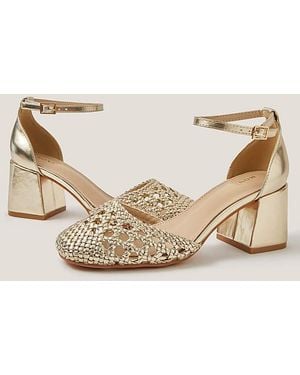 Monsoon Braided Closed Toe Block Heels - Natural