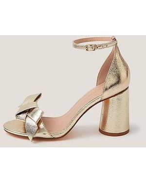 Monsoon Emer Bow Metallic Heels - Natural