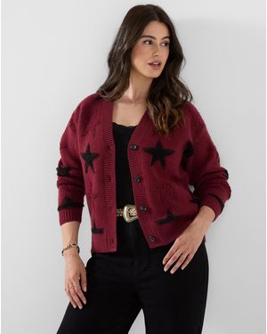 Joe Browns Star V- Neck Cardigan - Red