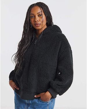 Simply Be Sherpa Hoodie - Black