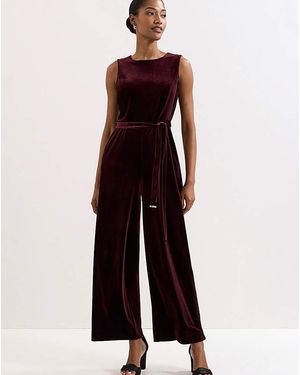 Phase Eight Marta Velvet Jumpsuit - Purple