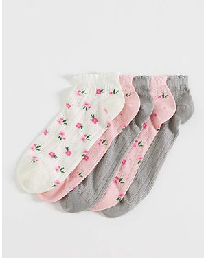 Pretty Secrets 5 Pack Pointelle Trnr Socks - Pink