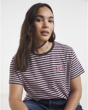 Simply Be Flower Beaded T-Shirt - Multicolour
