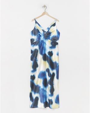 Simply Be Satin Cami Maxi Dress - Blue