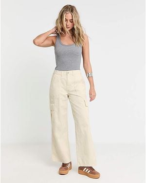 Simply Be Cargo Utility Wide Leg Trousers - White