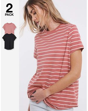 Simply Be 2 Pack Curved Hem T-Shirts - Red