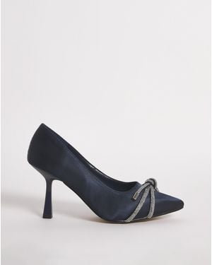 Simply Be Diamante Knot Heeled Shoes Ex Wide Fit - Blue