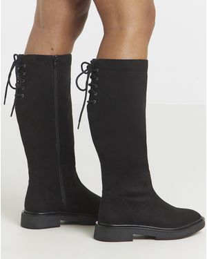 Simply Be Lace Back Riding Boot Ex Wide Sc - Black