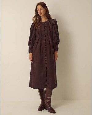 Monsoon Cosima Scallop Corduroy Dress - Brown