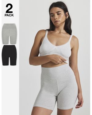 Pretty Secrets 2 Pack Cotton Comfort Cycling Shorts - Black