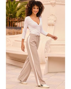 Sosandar Ivory Side Stripe Trouser - Natural