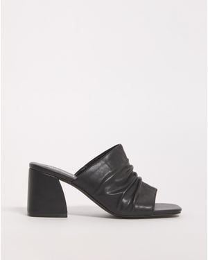 Simply Be Ruched Heeled Mule Sandals Wide - Black