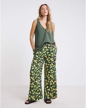 Simply Be Wide Leg Spun Viscose Trousers - Green