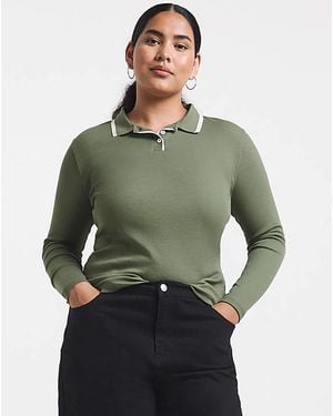 Simply Be Ls Rib Polo Neck With Contrast - Green