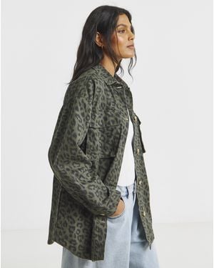 Simply Be Leopard Print Utility Shacket - Multicolour