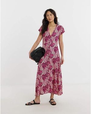 JD Williams Cap Sleeve Button Through Tea Dress - Red