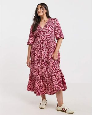 Simply Be Zebra Print Wrap Midi Dress - Red