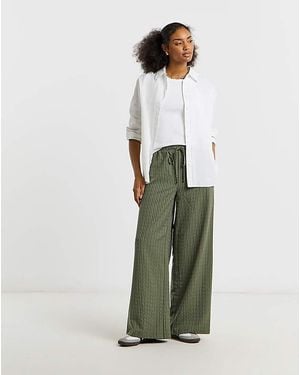 Simply Be Khaki Stripe Peg Leg Trouser - Green