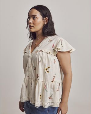 Julipa Lace Trim Peplum Blouse - Brown