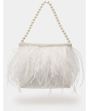Accessorize Feather Beaded Bridal Bag - White