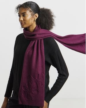JD Williams Floral Embroidered Knitted Scarf - Purple