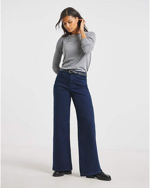 Simply Be Fleece Lined Cosy Wide Leg Jeans - Blue