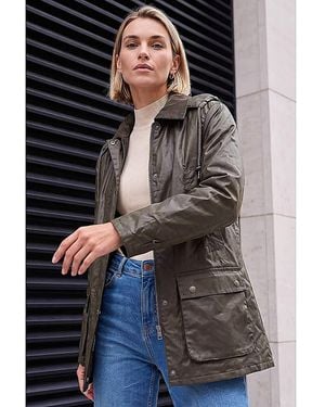 Roman Roman Waxed Longline Coat - Black