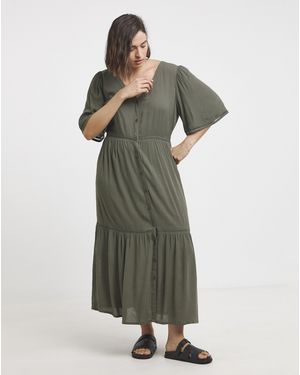 Simply Be Crinkle Midi Dress - Green