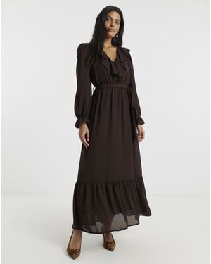 Flounce London Chiffon Midaxi Dress - Black