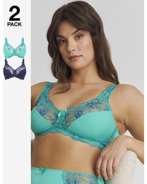 Pretty Secrets 2 Pack Ella Lace Non Wired Full Cup Bras - Blue