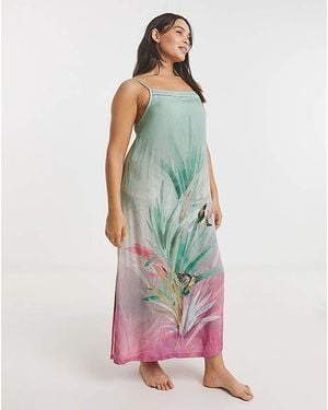 Figleaves Viscose Linen Blend Slip Nightie - Green