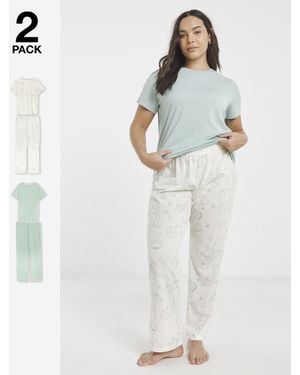 Simply Be Value 2 Pack Pyjama Sets - White