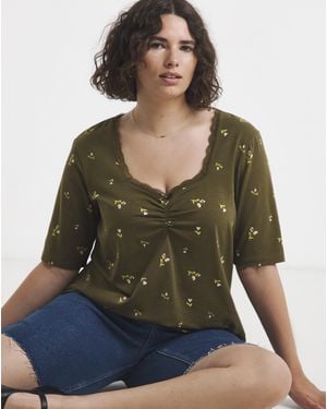 Simply Be Short Sleeve Square Neck Rib - Green