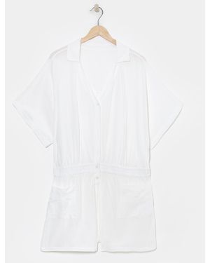 JD Williams Cheesecloth Beach Playsuit - White