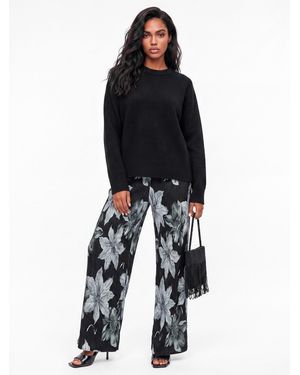 Lovedrobe Floral Print Palazzo Trousers - Black