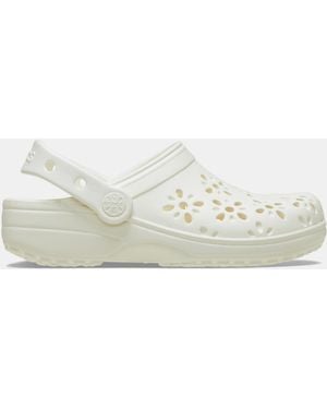 Crocs™ Classic Floral Cut Out Clog - White