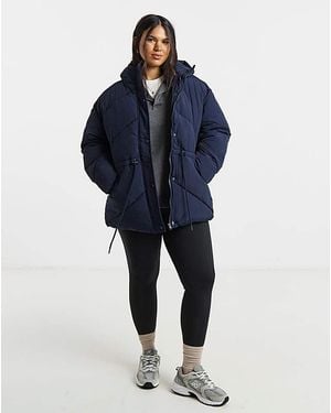 Simply Be Adjustable Waist Detail Padded Coat - Blue
