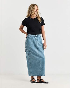 Simply Be Parachute Denim Maxi Skirt - Blue