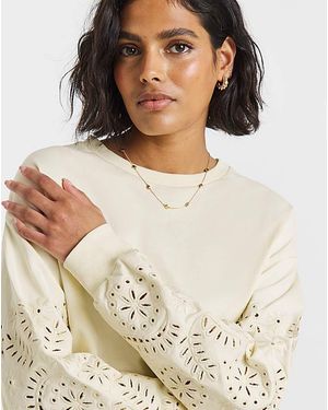 Simply Be Cut Work Sleeve Sweatshirt - White
