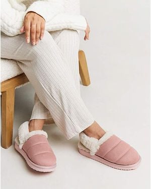 Simply Be Slingback Fluffy Slipper Wide - Pink