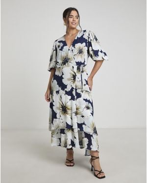 Joanna Hope Wrap Dress With Puff Sleeves - White