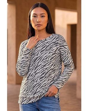 Roman Roman Animal Print Banded Hem Top - Black