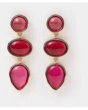 Accessorize Triple Stone Drop Earrings - Pink