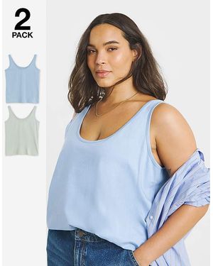Simply Be 2 Pack Slouchy Vests - Blue