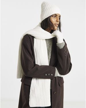 JD Williams Sequin Detail Scarf, Hat & Glove Set - Natural