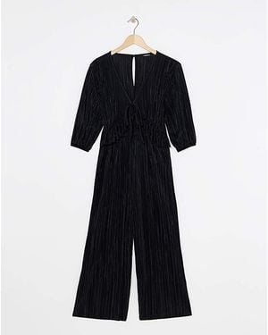 Simply Be Plisse Culotte Jumpsuit - Blue