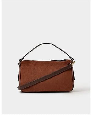 Accessorize Faux Suede Handheld Bag - Brown